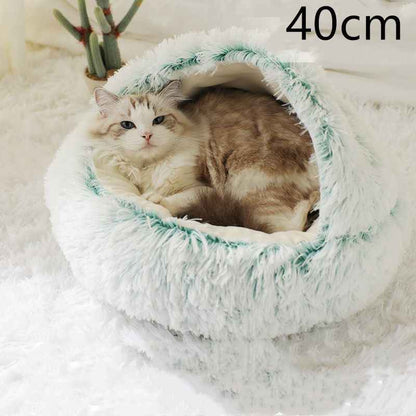 2-in-1 Pet Bed - Round Plush Winter - Amanluxe