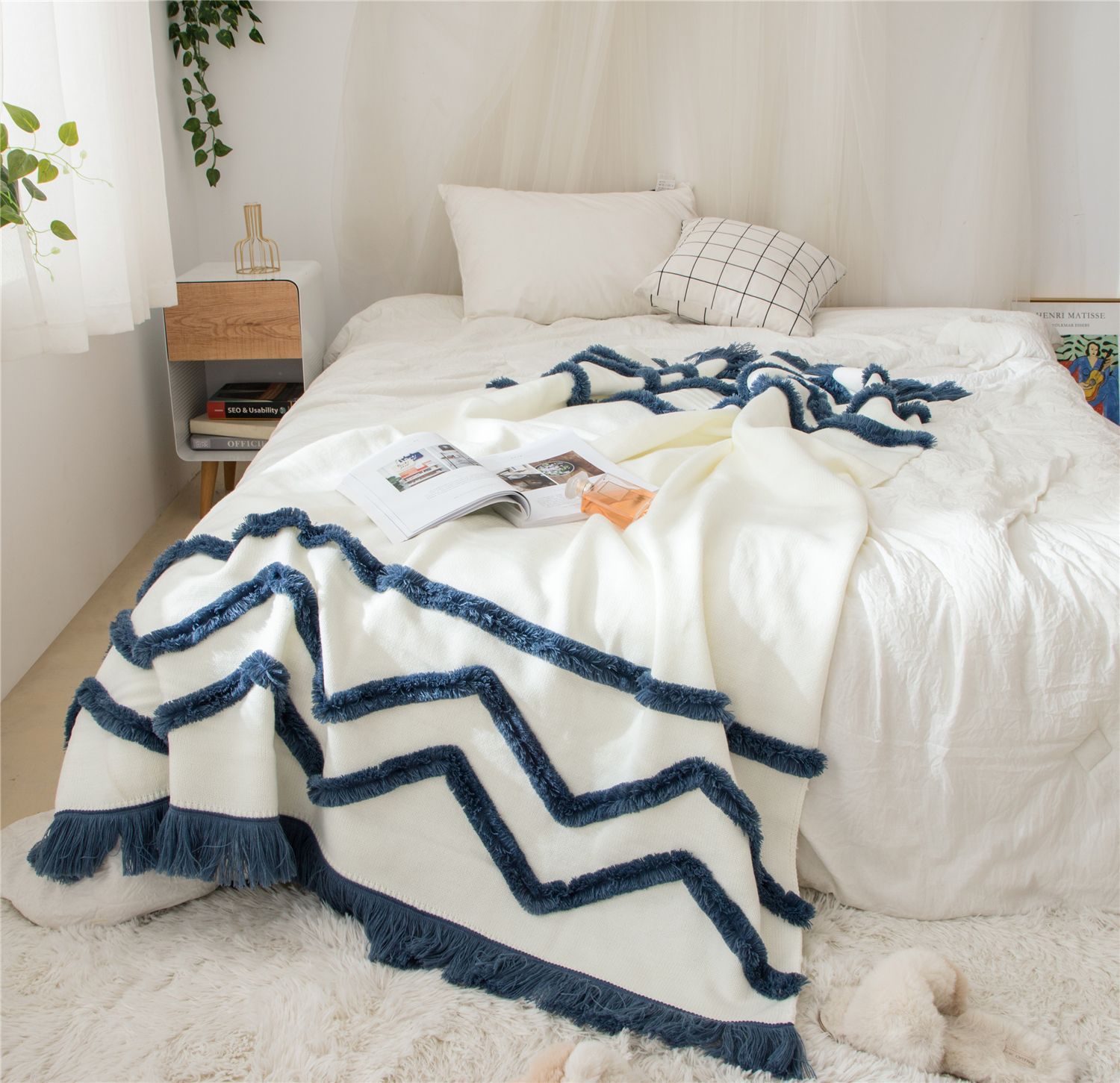 Tassel sofa blanket