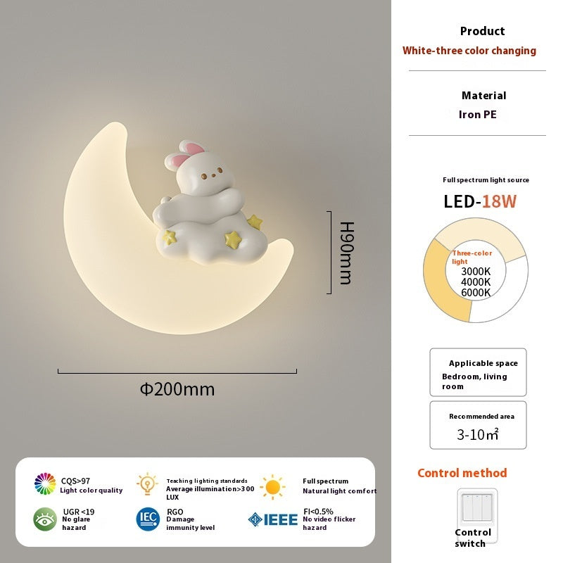 Cream Wind Moon Eye Protection Bedside Wall Lamp