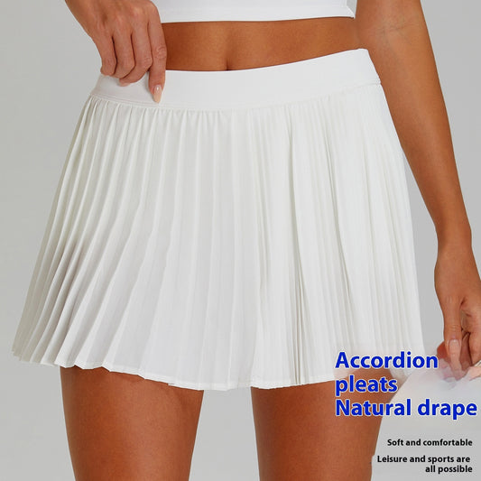 Anti-exposure Tennis Skirt Fitness Stitching Pleated Yoga Skirts