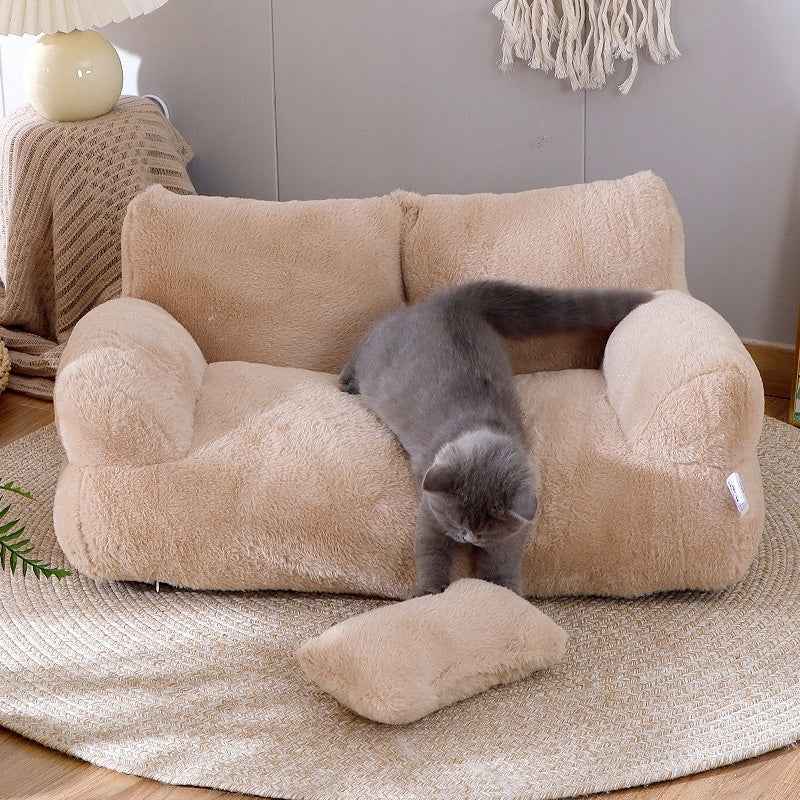 Luxury Cat Bed Sofa - Winter Warm Plush - Amanluxe