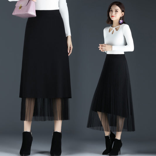 Pleated mesh skirt