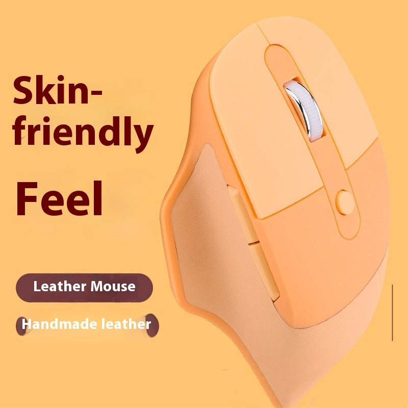 Dual-mode Mouse Ergonomic Wireless Bluetooth Dual-mode Leather Mouse