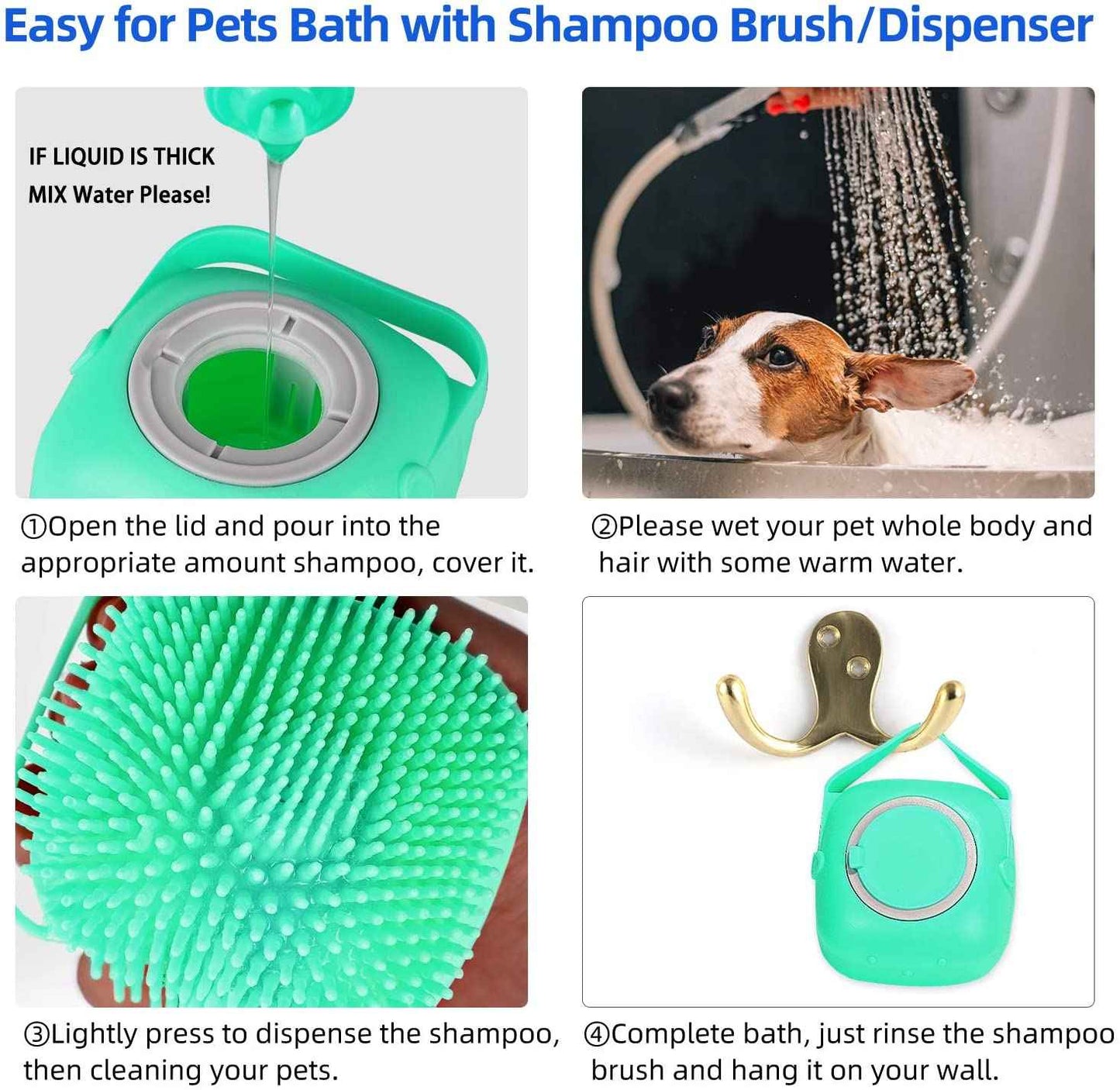 Pet Shampoo Massager Brush - Silicone - Amanluxe