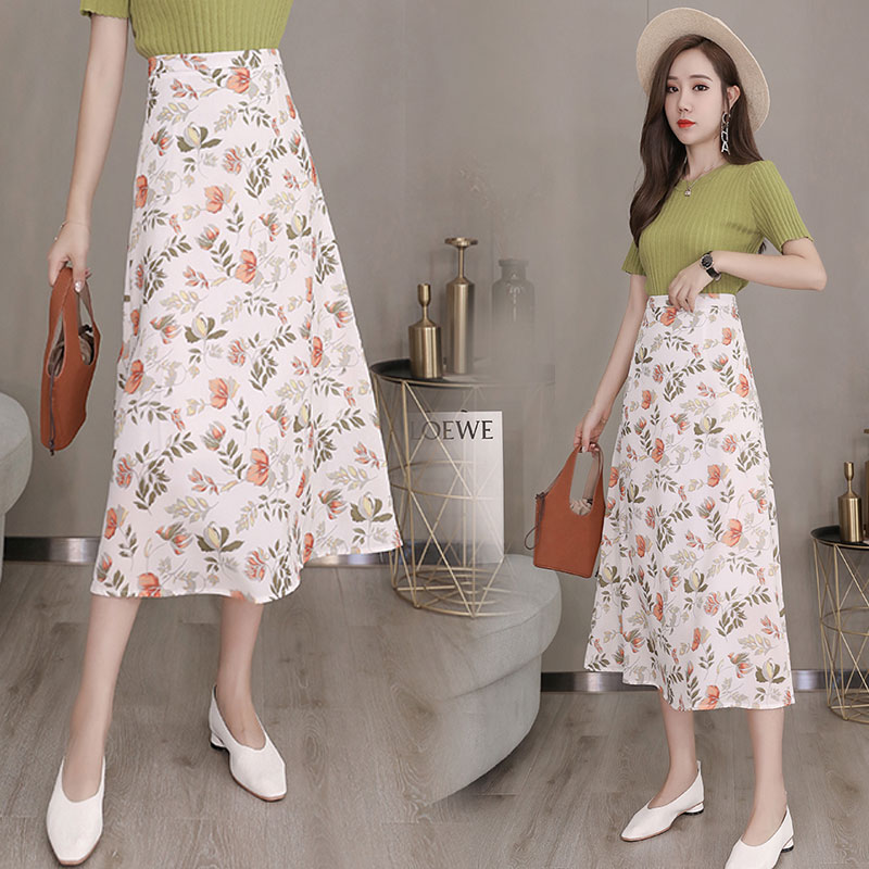 Medium length floral skirt