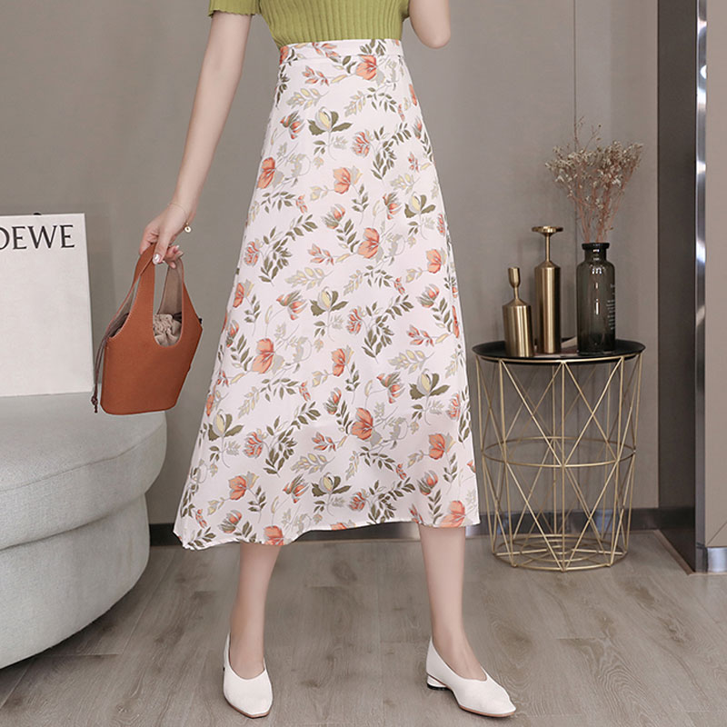 Medium length floral skirt