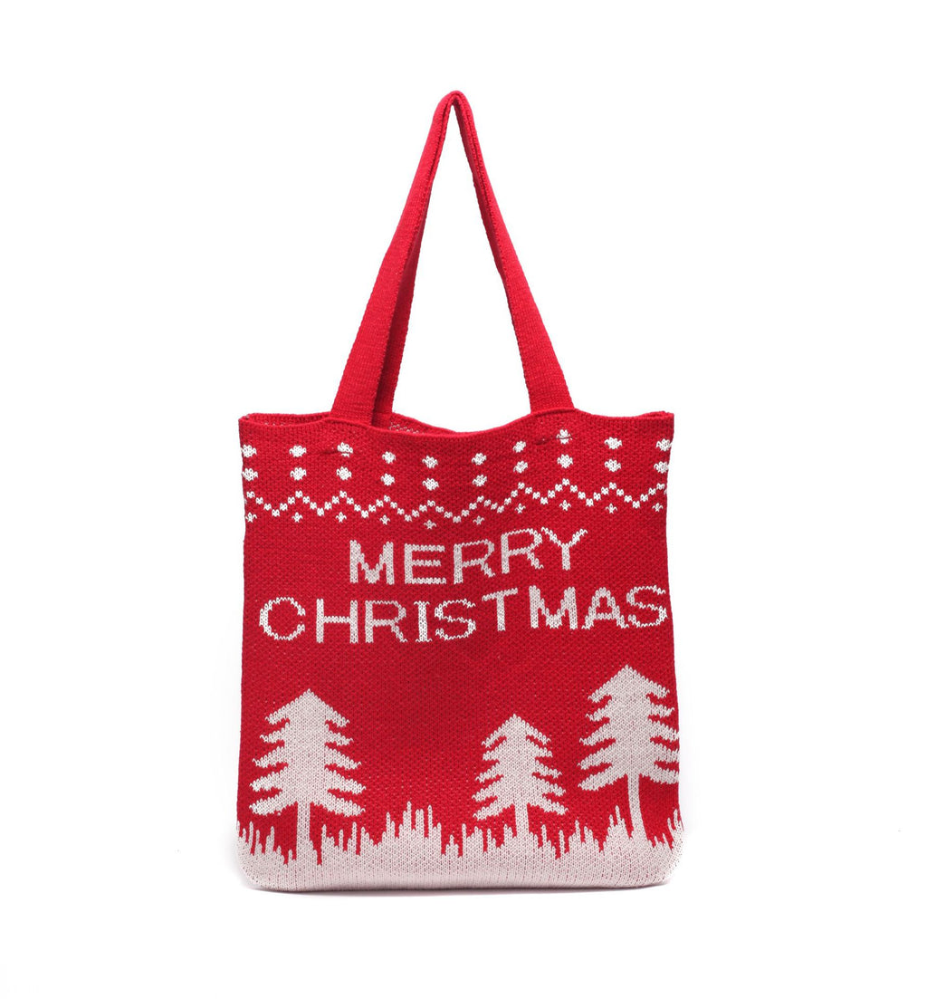 Hand-held knitted wool handbags