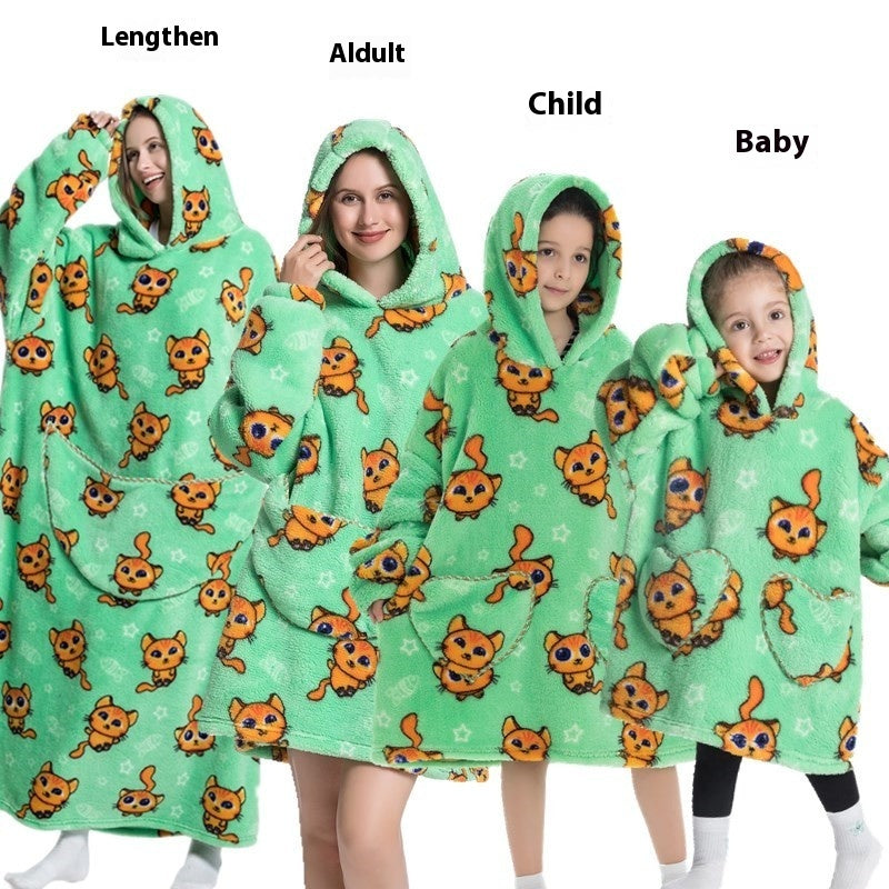 Lazy Blanket Hooded Lengthened Bare Thickened Women's Home Pajamas