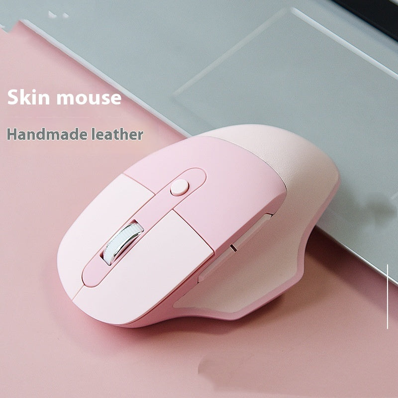 Dual-mode Mouse Ergonomic Wireless Bluetooth Dual-mode Leather Mouse