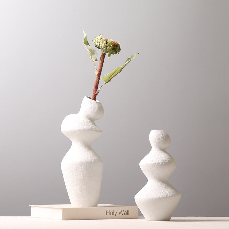 Simple And Modern Irregularly Stacked Ceramic Vases Living Room Flower Arrangement Decorations