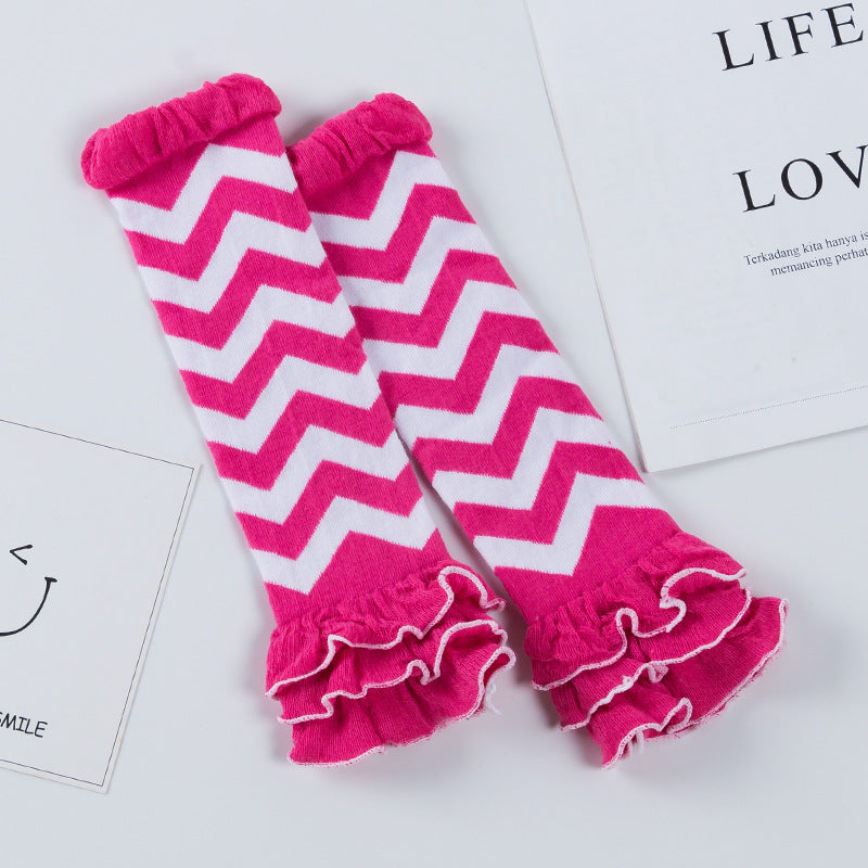 Factory direct sale baby knee socks with wooden ears and wave pattern baby crawling socks knee non-slip knee socks