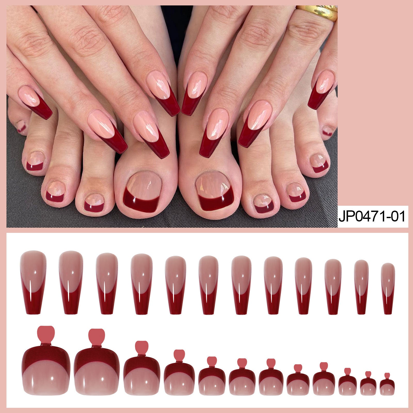 Nail Dressing Nail Bright Red Hand And Foot Patch Set null