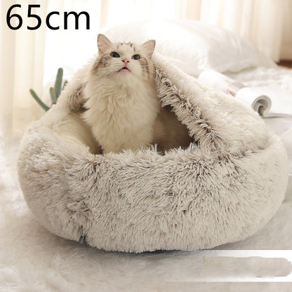 2-in-1 Pet Bed - Round Plush Winter - Amanluxe