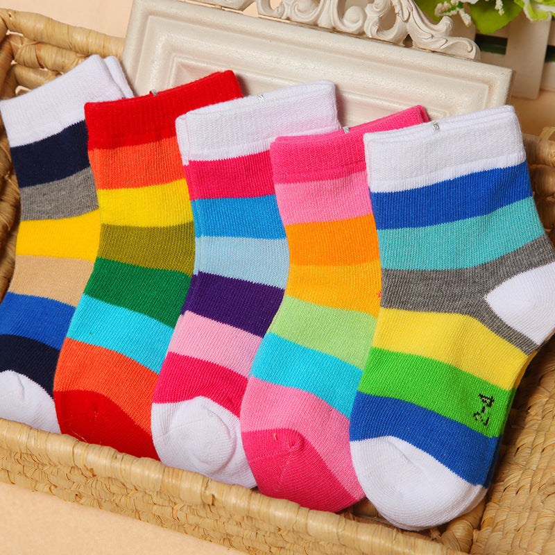 Rainbow Stripes Socks With Non-binding Top Baby Tube Socks