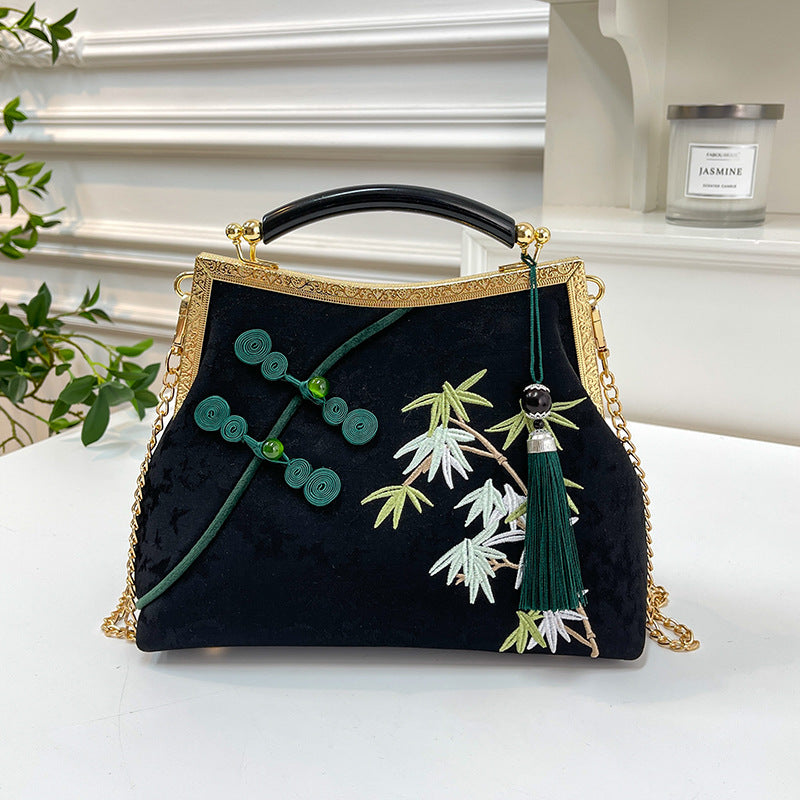 Lucky Bamboo Embroidery Handbags Women