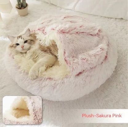 2-in-1 Pet Bed - Round Plush Winter - Amanluxe