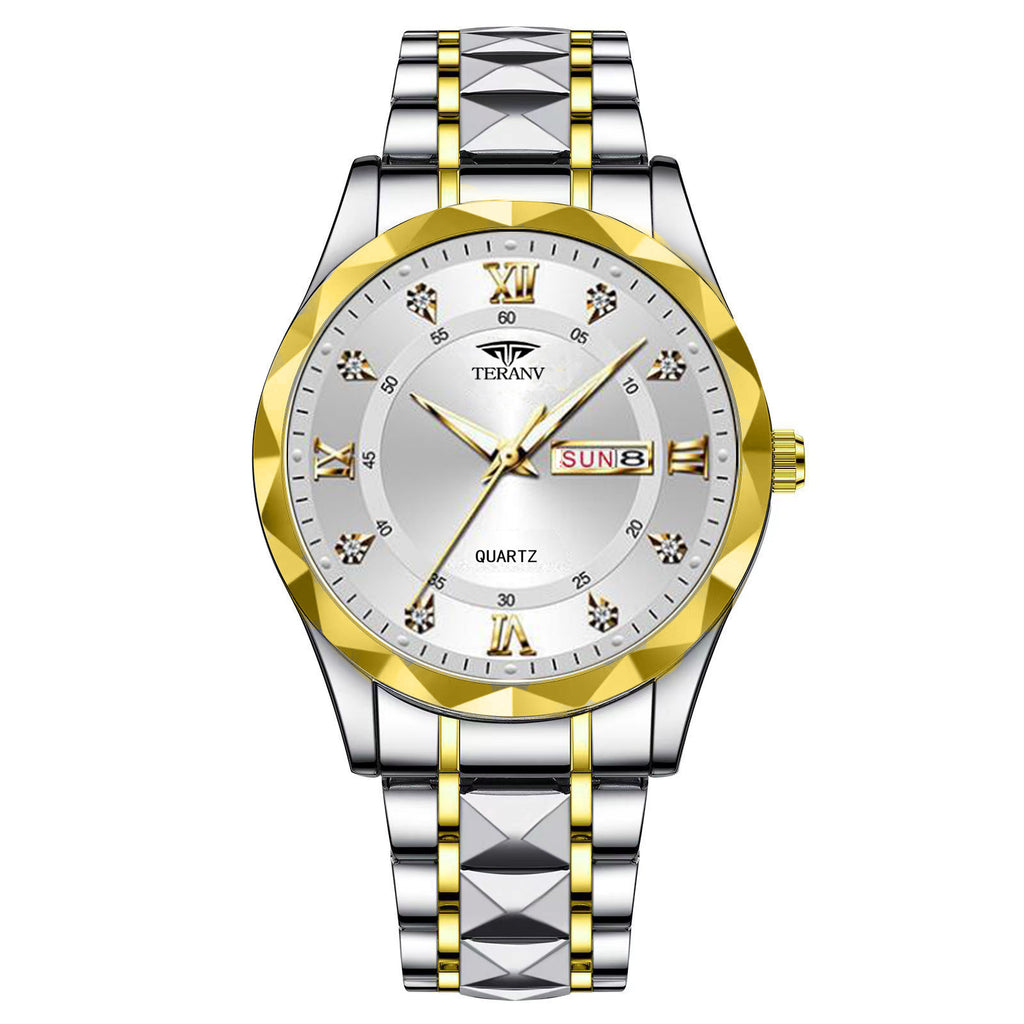 Watch Men's Chinese And English Calendar Diamond Shell