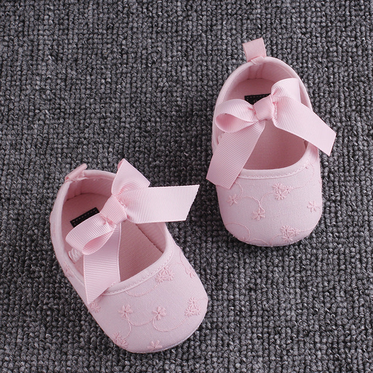 Baby Cotton Shoes Elastic Band Bow Baby Walking Shoes