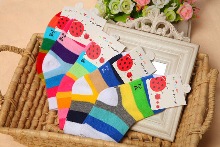 Rainbow Stripes Socks With Non-binding Top Baby Tube Socks