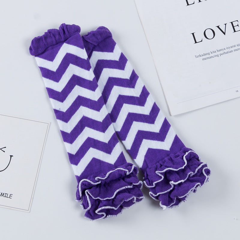 Factory direct sale baby knee socks with wooden ears and wave pattern baby crawling socks knee non-slip knee socks