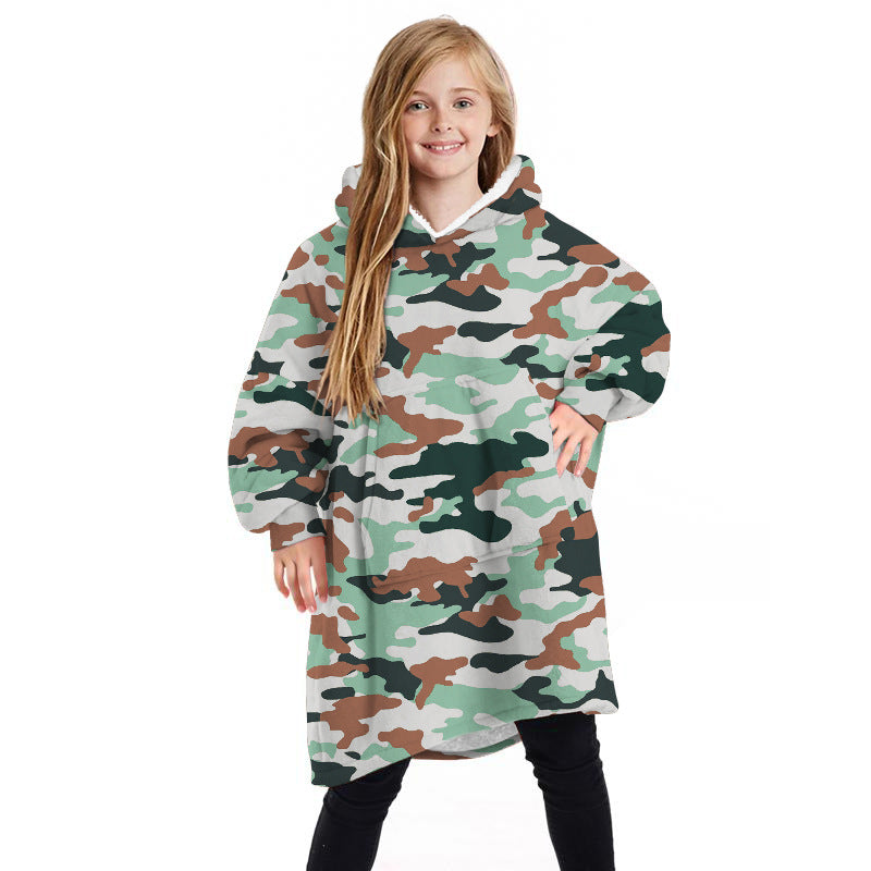 Children's Winter Home Blanket Double-sided Hoodie Pajams