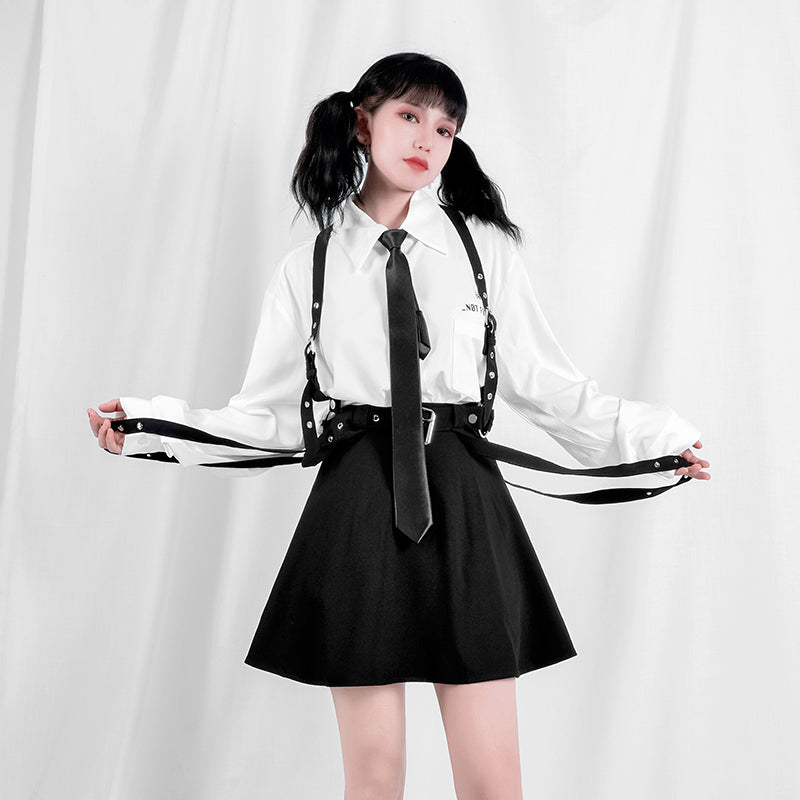 Double straps, three kinds of wearing punk metal strap skirts