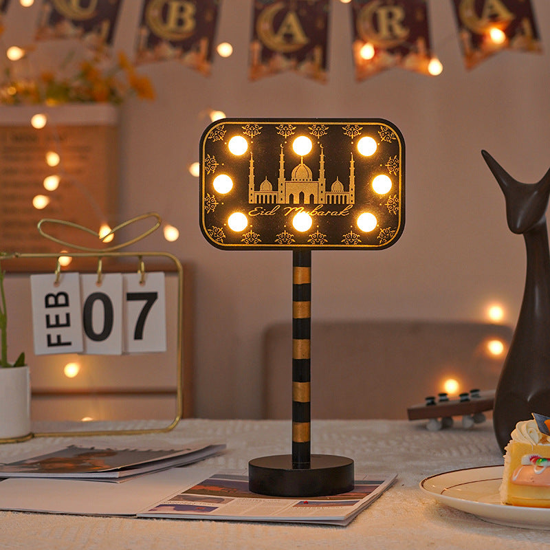 Colored Lights LED Star Moon Wooden Decoration Small Night Lamp