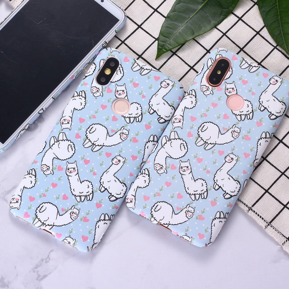 Cute Alpaca Water Sticker Frosted Phone Case