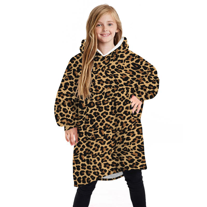 Children's Winter Home Blanket Double-sided Hoodie Pajams
