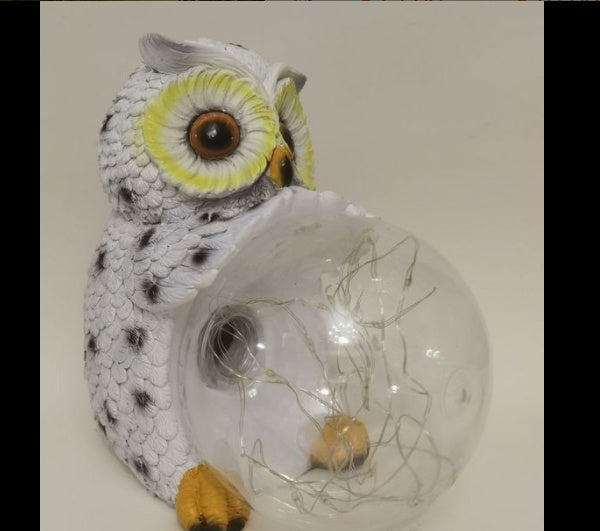 Factory Direct Sales Of Solar LED Resin Amazon Owl Hug Ball Outdoor Villa Garden Landscape Light