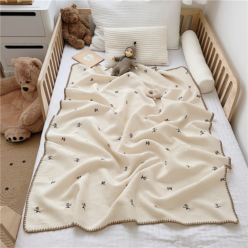 Cartoon Embroidery Baby Blanket Organic Nap Cover