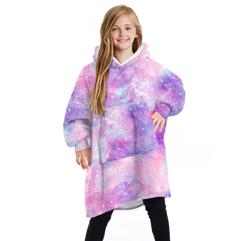 Children's Winter Home Blanket Double-sided Hoodie Pajams