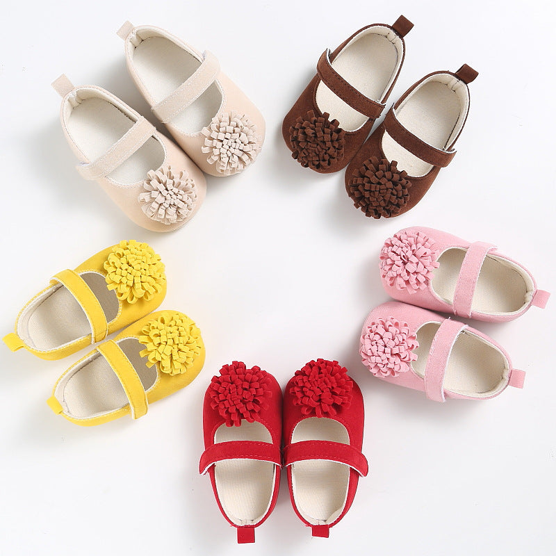 Baby colored flower toddler shoes, baby shoes soft soled shoes