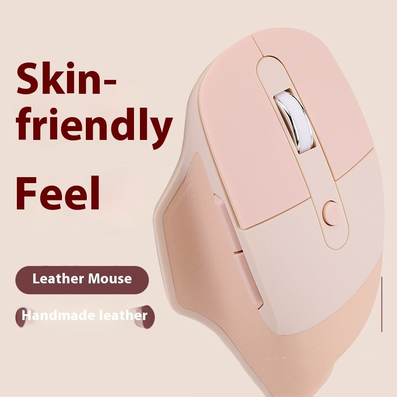 Dual-mode Mouse Ergonomic Wireless Bluetooth Dual-mode Leather Mouse