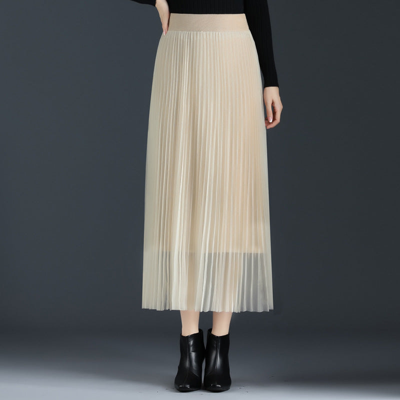 Pleated mesh skirt