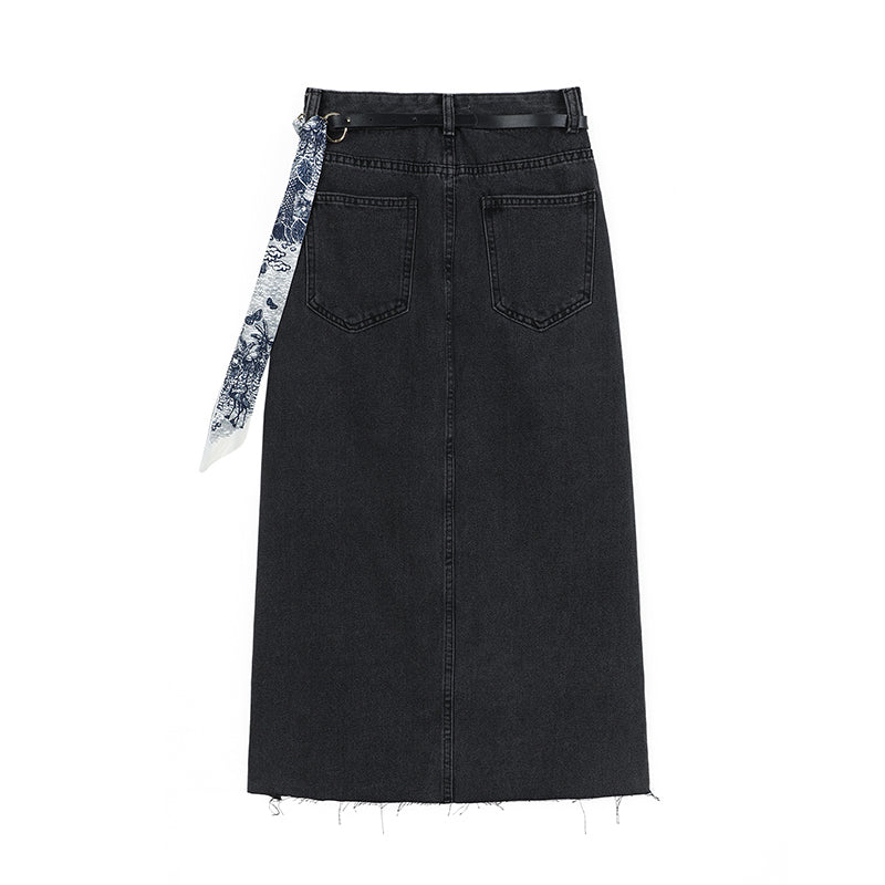 Design Sense Split Denim Skirt Female Summer High Waist