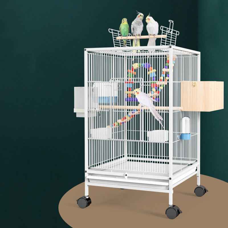 Large Parrot Cage - Black/White 45x45x86cm - Amanluxe
