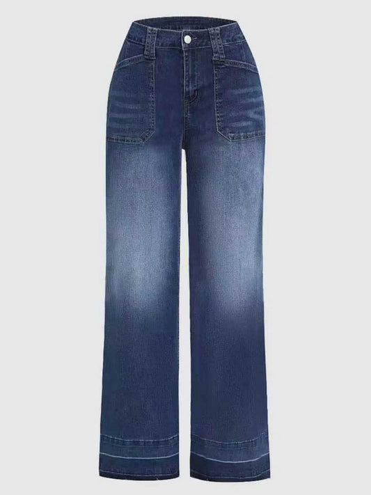 2025 New Women's Wide Leg Jeans, Autumn And Winter Outfits, Straight Leg Jeans, Mid Rise Jeans