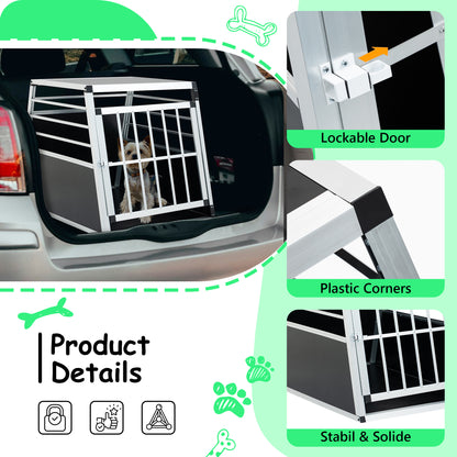 Aluminum Transport Case,  Aluminum Car Carrier, Travel Carrier, Suitable For Cats And Dogs, Black And Silver. - Amanluxe
