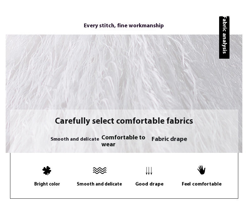 Girls Sequins White Flying Sleeves Feather Dress