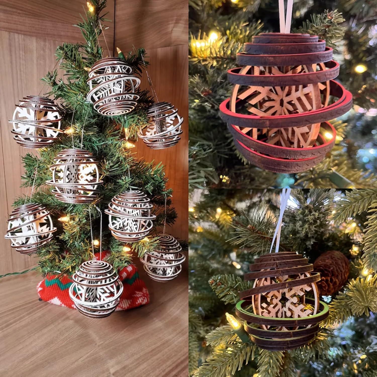 Double Hair Spiral Snowflake Christmas Decorations