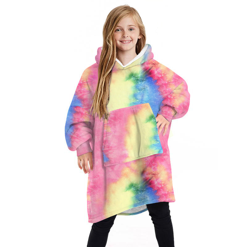 Children's Winter Home Blanket Double-sided Hoodie Pajams