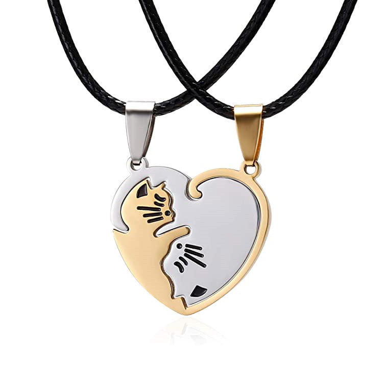 Love Cat Hug Stitching Necklace