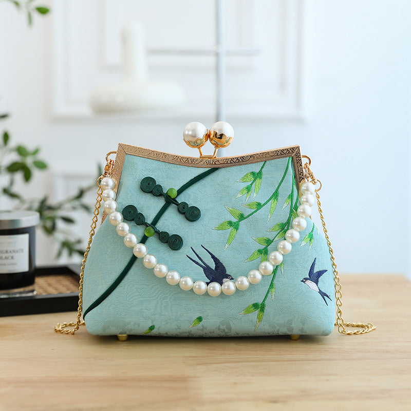 Lucky Bamboo Embroidery Handbags Women