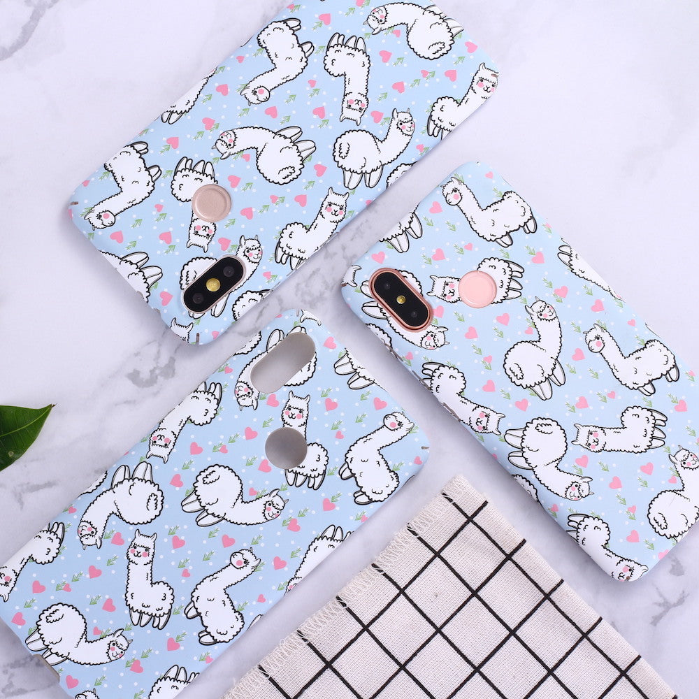 Cute Alpaca Water Sticker Frosted Phone Case