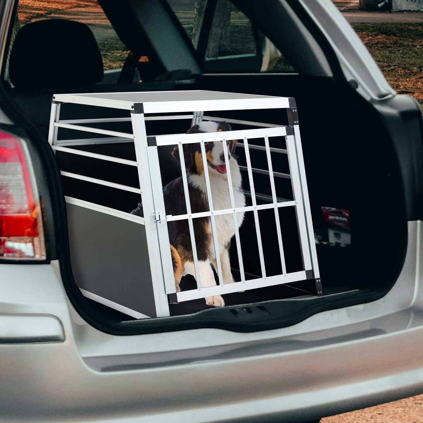Aluminum Transport Case,  Aluminum Car Carrier, Travel Carrier, Suitable For Cats And Dogs, Black And Silver. - Amanluxe