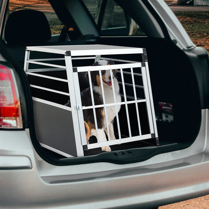 Aluminum Transport Case,  Aluminum Car Carrier, Travel Carrier, Suitable For Cats And Dogs, Black And Silver. - Amanluxe