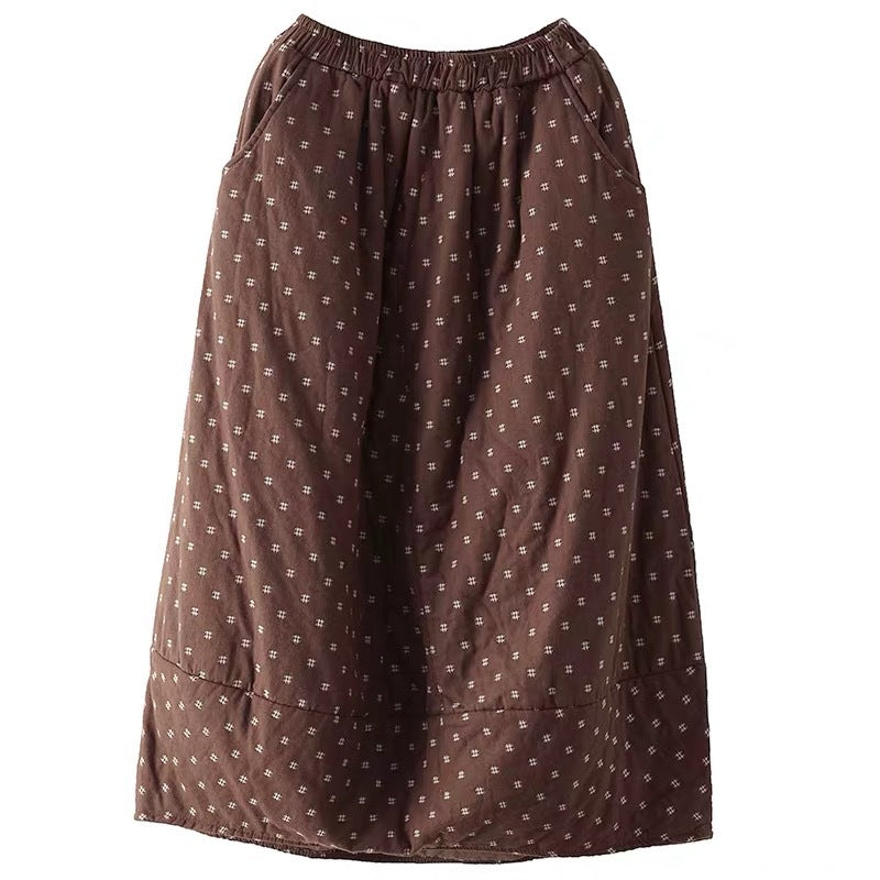 Printed Elastic Waist Plus Size Skirt Women