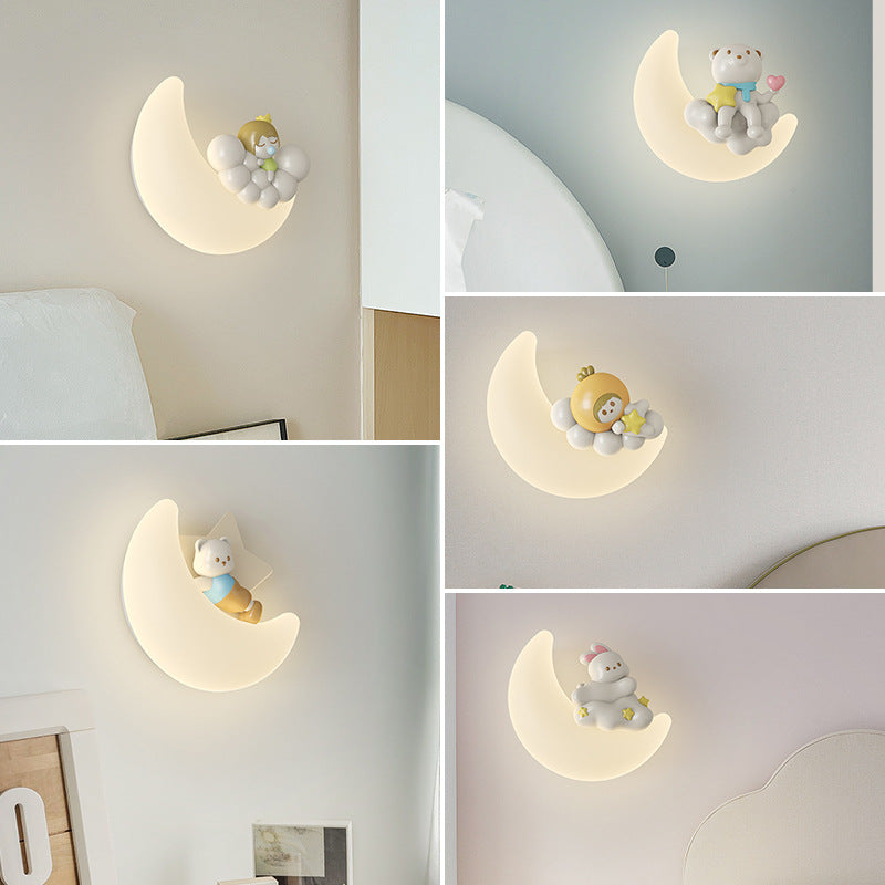 Cream Wind Moon Eye Protection Bedside Wall Lamp
