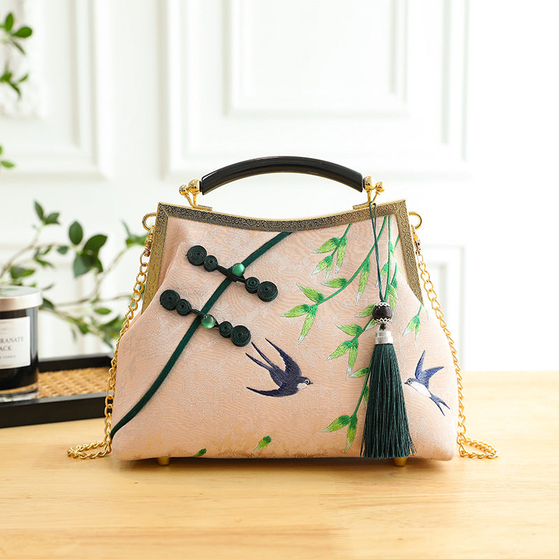 Lucky Bamboo Embroidery Handbags Women